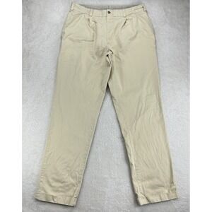 Bills Khakis Pleated Trousers Mens 36x35 Khaki Tan Cotton Made in USA Cuffed